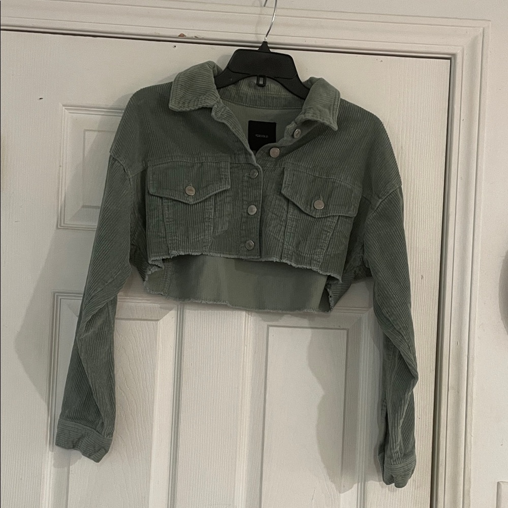 Forever 21 Sage Green Cropped Corduroy Jacket
